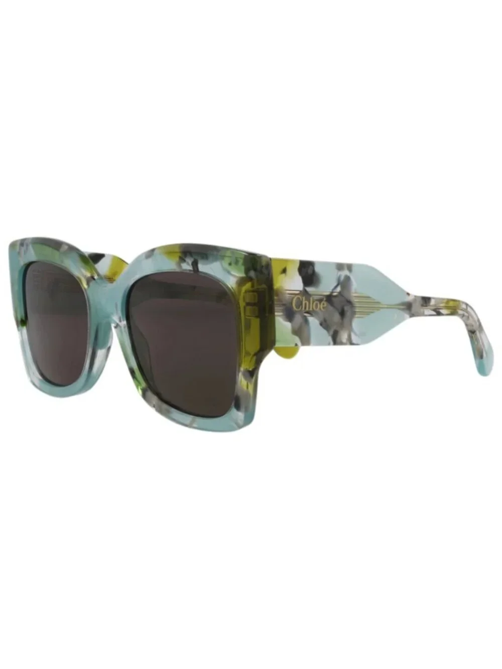 New Chloé Women's Sunglasses Square Rectangle Recycled Acetate Frame Green Green